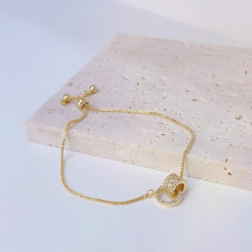 NEW 14K Gold Plated Diamond rings Bracelet - Picture 3 of 7